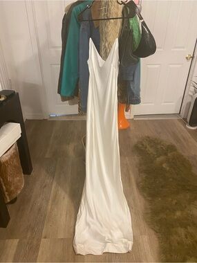 Mirror Palais White Satin Slip Dress
